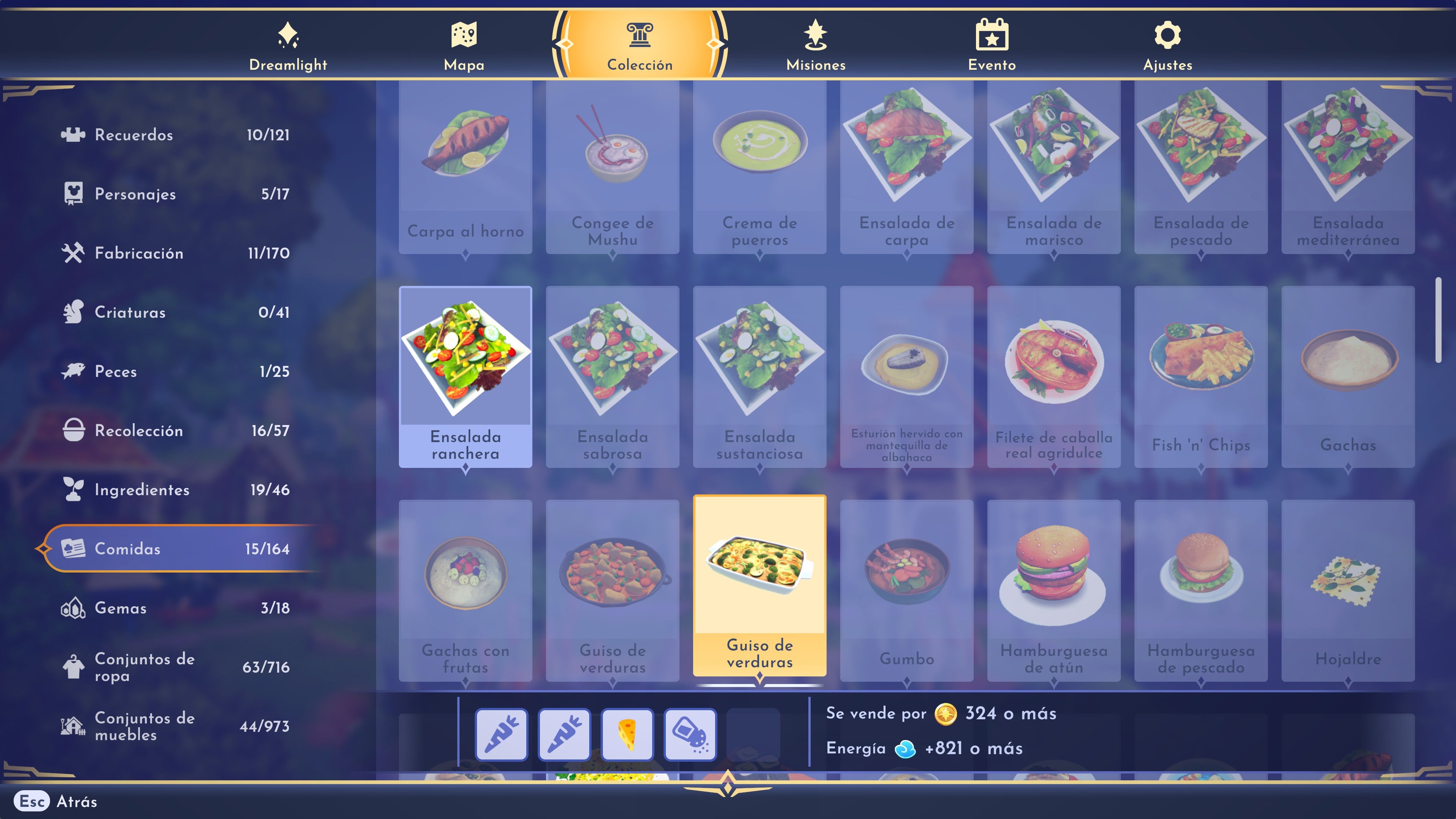 Disney Dreamlight Valley Recetas mejores recetas de 3, 4 y 5